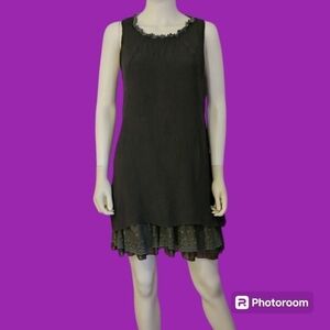 URBAN MANGO Gray Sleeveless Lace Scoop Neck Mini Jumper Grunge Dress